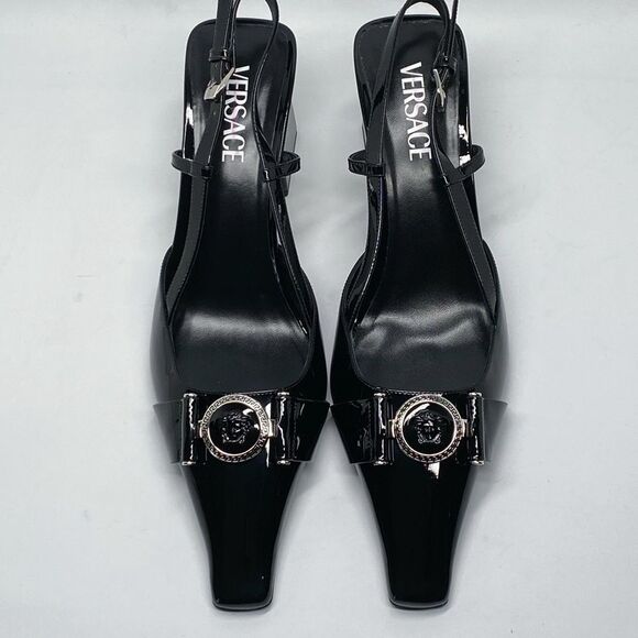 Versace Medusa Buckle Leather Slingback Pumps size 41 - Picture 4 of 15